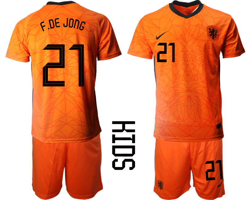 2021 European Cup Netherlands home Youth #21 soccer jerseys->youth soccer jersey->Youth Jersey